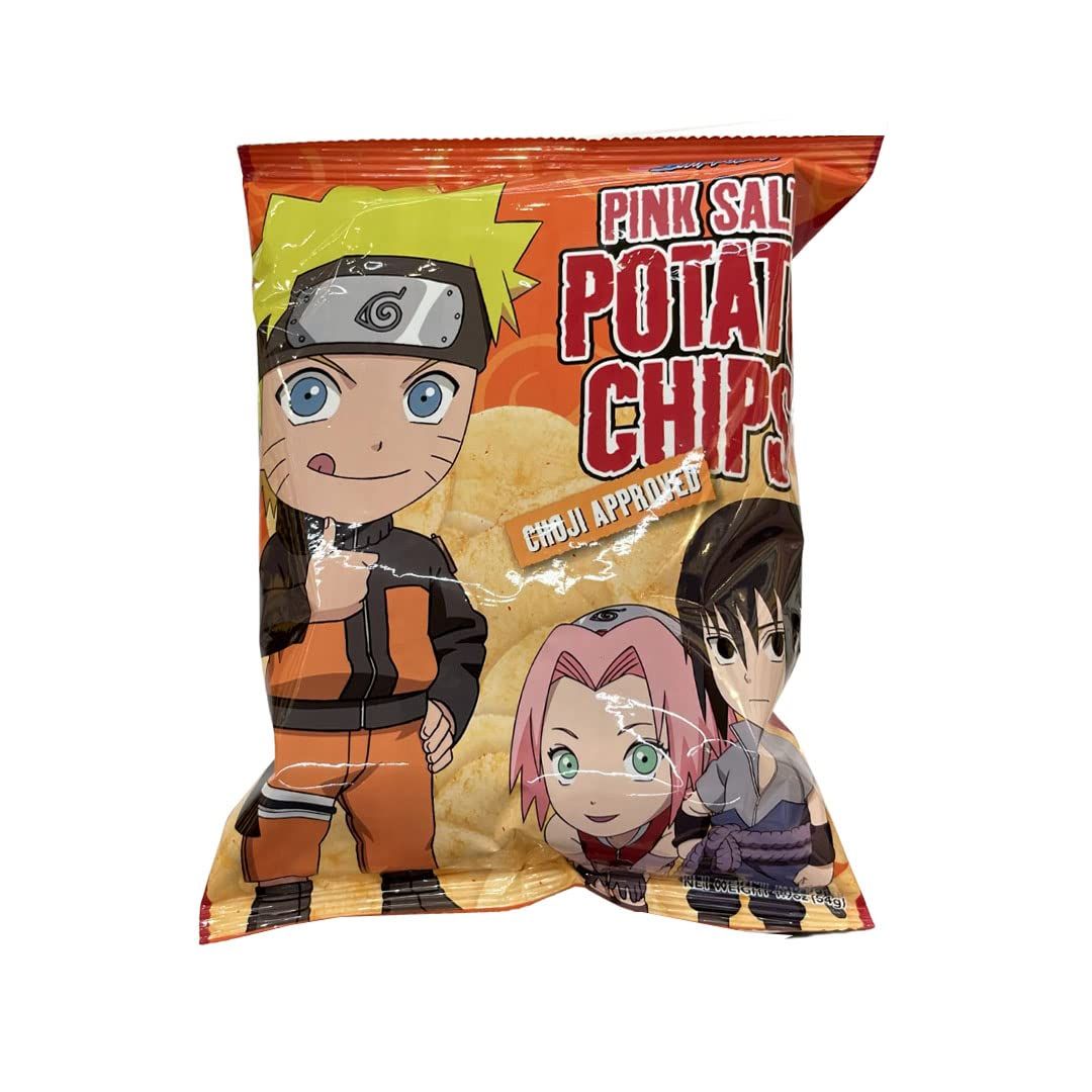 PB Naruto Potato Chips Pink Salt (1.9oz). Crispy thin potato chips seasoned with pink salt. (TCS-15 R-2) - Pack of 6