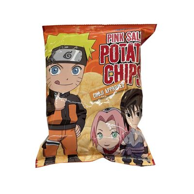 PB Naruto Potato Chips Pink Salt (1.9oz). Crispy thin potato chips seasoned with pink salt. (TCS-15 R-2) - Pack of 6
