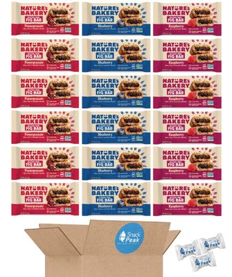 Natures Bakery Gluten Free Fig Bar Snack Peak Variety Gift Box - Raspberry, Blueberry, and Pomegranate
