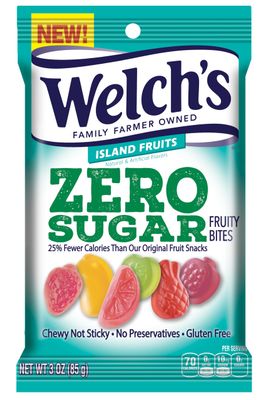 Welchs Fruit Snacks, Zero Sugar Fruity Bites, Perfect for School Lunches, Island Fruit, Gluten Free, 3 oz (Pack of 1)