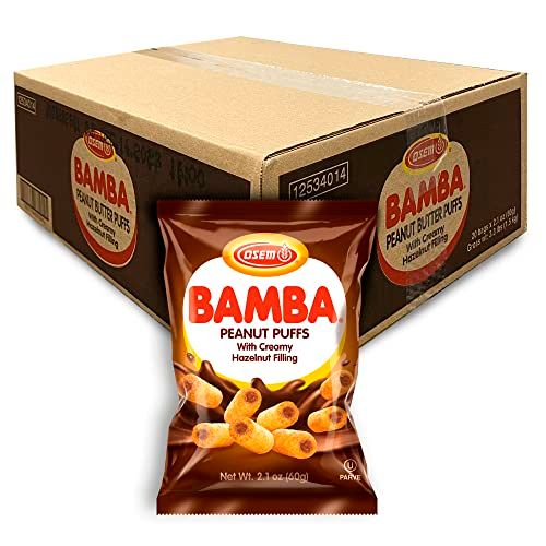 Bamba Hazelnut Cream Peanut Butter Snacks All Natural Peanut Butter PB Corn Puffs, 2.1oz Bag (Pack of 20)