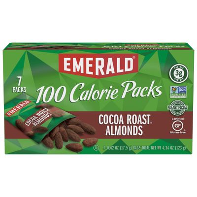 Emerald Nuts Cocoa Roast Almonds, 100 Calorie Packs, 7 Count (Pack of 12)