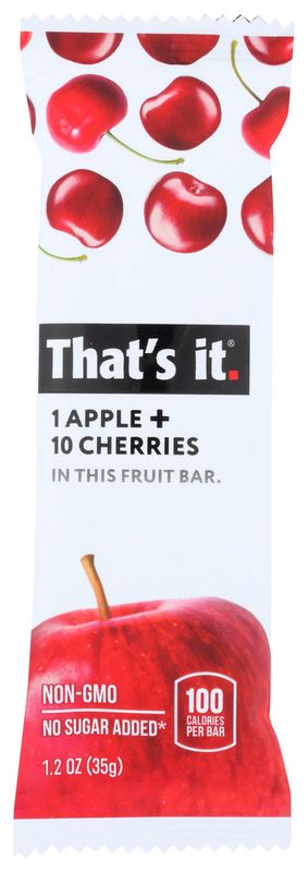 That's It Apple  Cherries Fruit Bar, No Sugar Added, Non GMO, 1.2 Ounce (Pack Of 12)