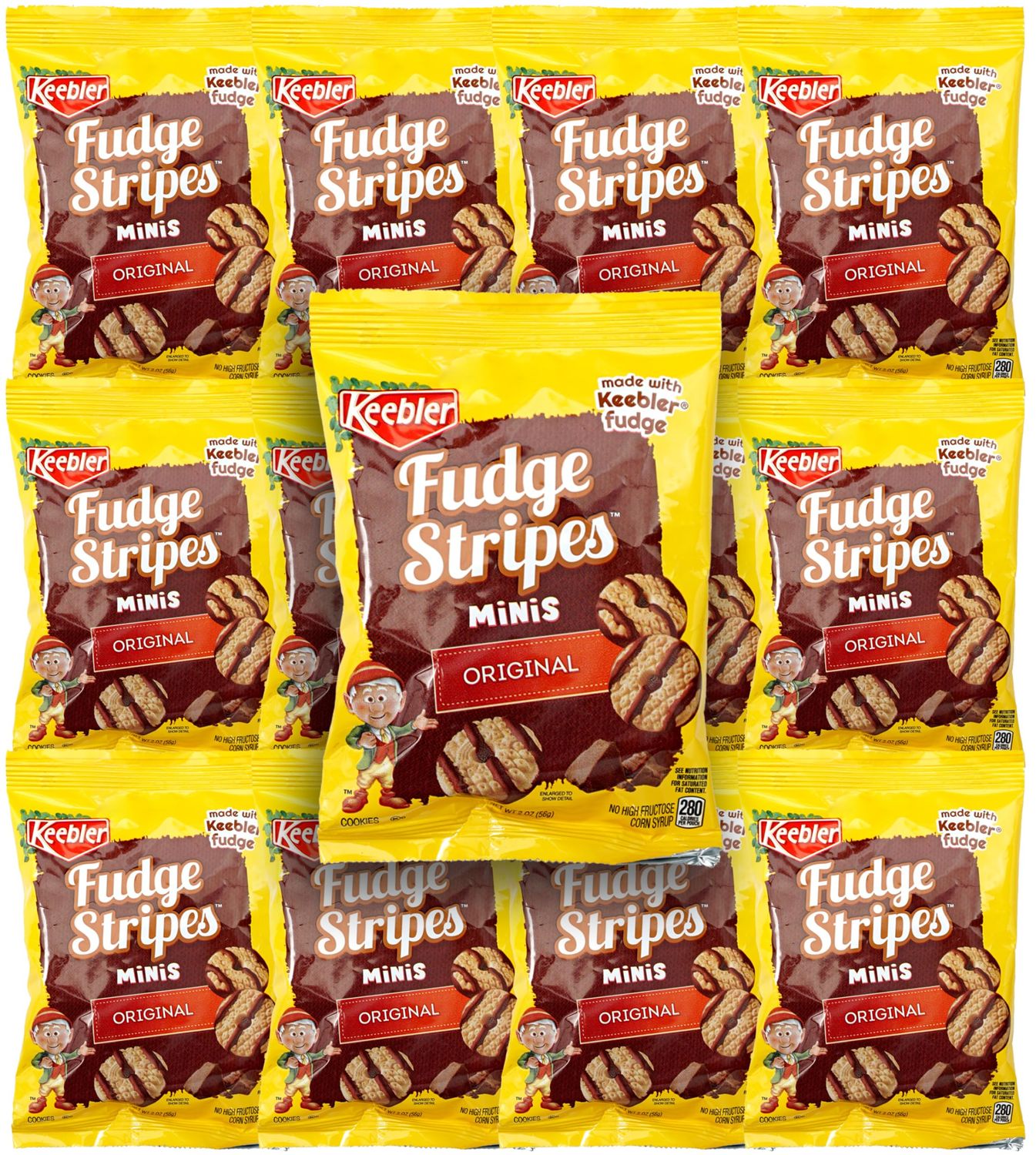 Keebler Fudge Stripes Minis 12 Pack, 2oz Individual Cookie Bags