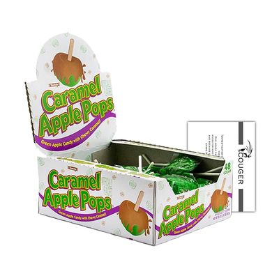 Tootsy-Roll Caramel Apple Pops - Caramel Covered Green Apple Candy Lollipops - Gluten Free Candy with Display Box Package with Couger Card Bundle - 48 Count