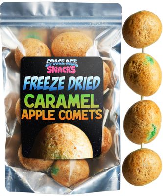 Premium Freeze Dried Candy - Caramel Apple Comets Shipped in Box for Extra Protection - Freeze Dry Candy Green Apple Caramel Apple Suckers Dry Freeze Candy for All Ages (7 Ounce)