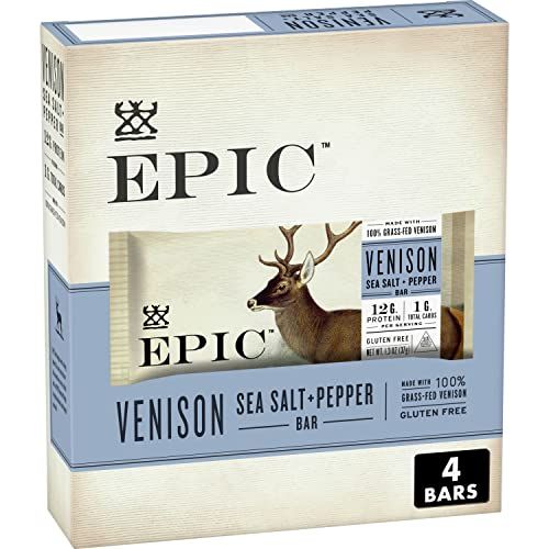 EPIC Venison Sea Salt &amp; Pepper Bars, Keto Friendly, Gluten Free, 4 ct