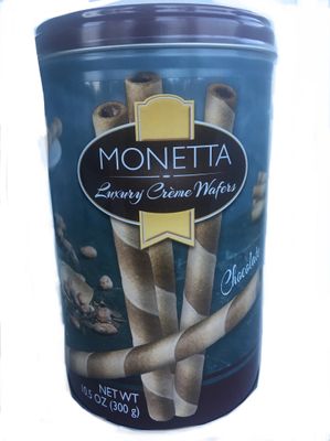 Monetta Luxury Creme Wafers Chocolate 10.5oz Tin