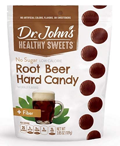 Dr. Johns Sugar Free Candy, Healthy Hard Candy with Zero Sugar, Low Calorie Snacks, Keto Friendly, Vegan, Gluten Free, Root Beer, 24 Count, 3.85 OZ