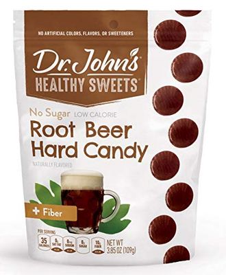 Dr. Johns Sugar Free Candy, Healthy Hard Candy with Zero Sugar, Low Calorie Snacks, Keto Friendly, Vegan, Gluten Free, Root Beer, 24 Count, 3.85 OZ