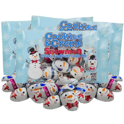 Individually Wrapped Cookies and Cream Snowmen, Bite Sized Holiday Desserts, Stocking Stuffers, Party Favors, and More, 4.5 Ounces, 3 Pack