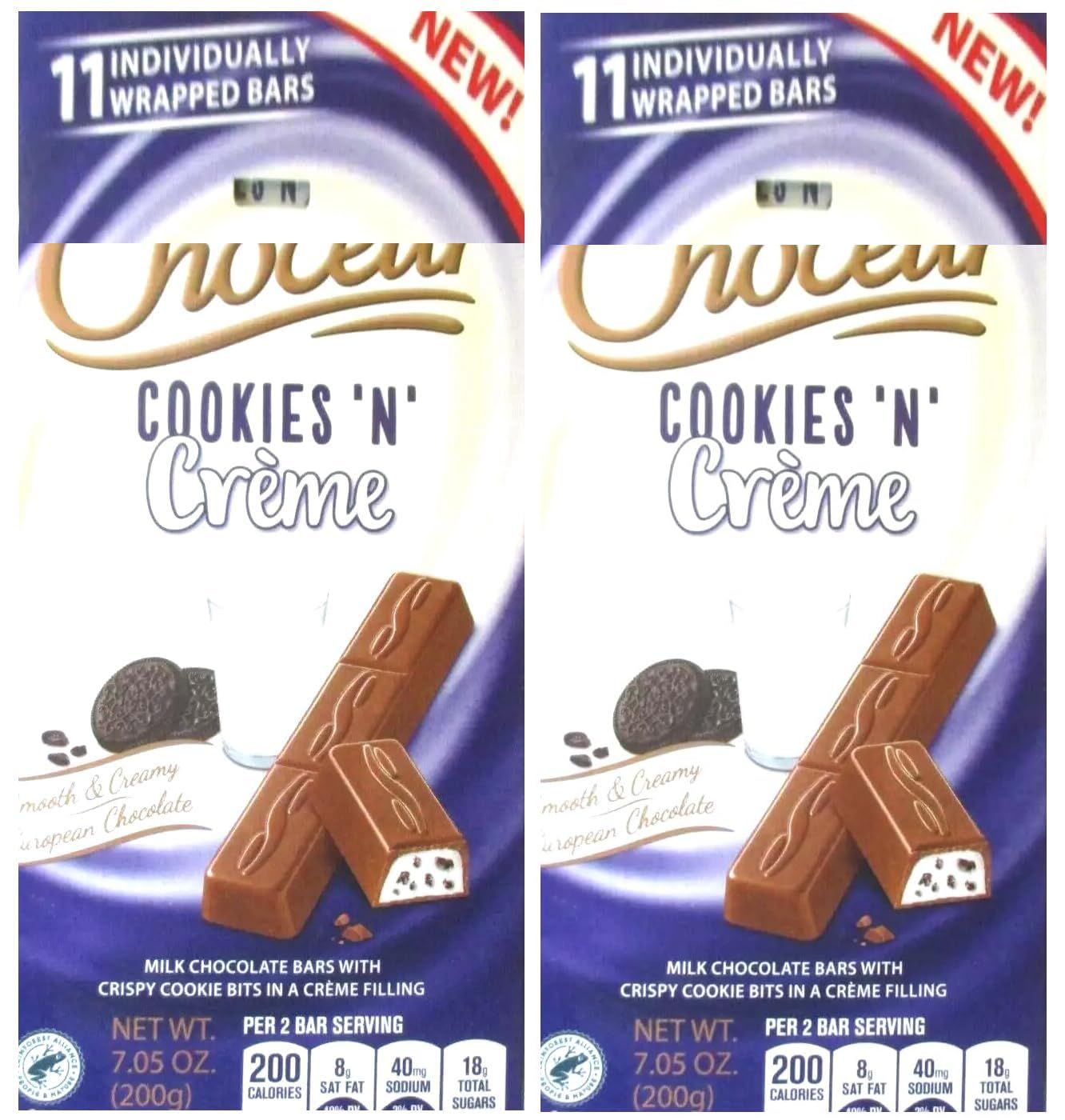 Cookies N Cream Filled Milk Chocolate Bars 7.05 oz, Gift Snack Snacking Food Treat Dessert - Choceur 2 Pack