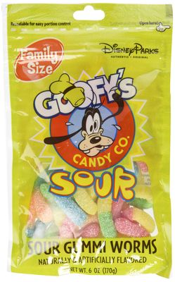 Disney World Parks Goofy Candy Co. Sour Gummi Worms Family Size 6 oz. Bag Sealed - NEW