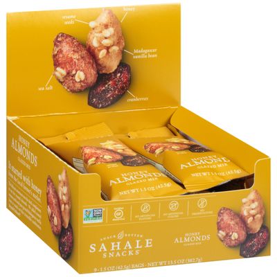 Sahale Snacks Glazed Mix, (Pack of 9) Honey Almonds 13.5 Ounce