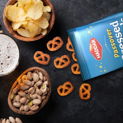 Haddar Gluten Free Pretzels, 0.7oz (10 Pack) | Pressed Pretzels | Individual Snack Packs | Low Calorie Snack | Kosher for Passover