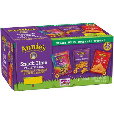 Annie&#39;s Snack Pack Variety Cheddar BunniesFriends Bunny GrahamsCheddar Squares Crackers 12 ct 11 oz