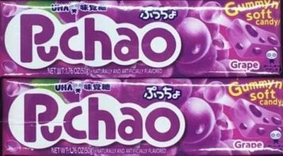 UHA Mikakuto Puchao Gummy n&#39; Soft Candy Variety of Fruit Flavors 2 Pack, 1.76 oz each (Grape)