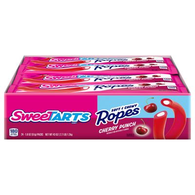 SweeTARTS Soft and Chewy Ropes, Cherry Punch Flavor, 1.8 Ounce Pouches (Pack of 24)