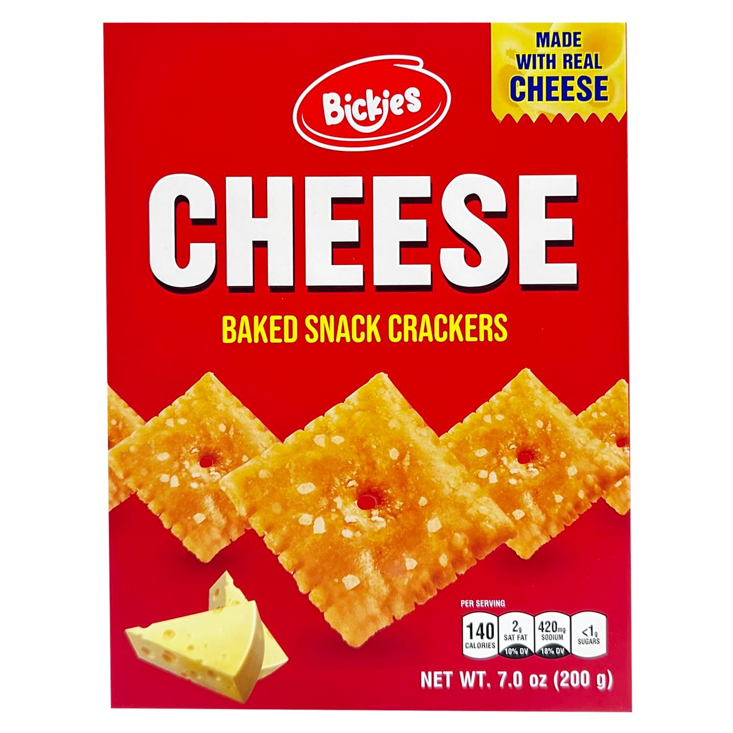 Bickies Cheese Crackers - Baked Snack Crackers Made With Delicious Real Chesse - Light and Crispy Snack Crackers - Lunch Snack (7 Ounces)