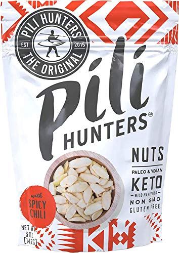 Pili Hunters - Wild Sprouted Pili Nuts, Spicy Chili (5 oz Bag) KetoPaleoVegan Snacks, Low Carb Energy, Gluten Free, No Sugar Added, Superfood, The Original AS SEEN ON SHARK
