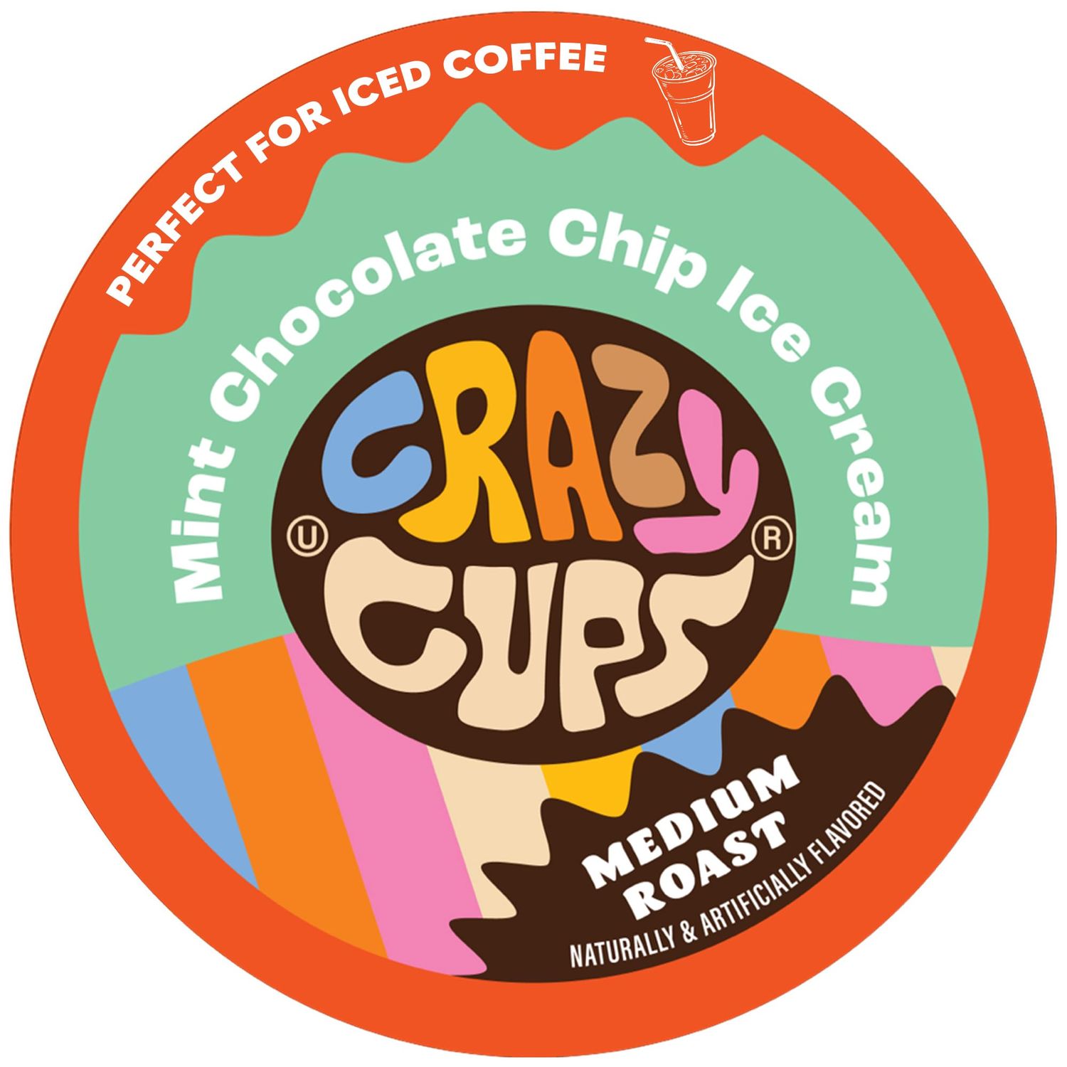 Crazy Cup Chocolate Coffee Pods, Mint Chocolate Chip Ice Cream Coffee Pods for K Cup Keurig Machines, Brew Hot or Iced, 22 Count