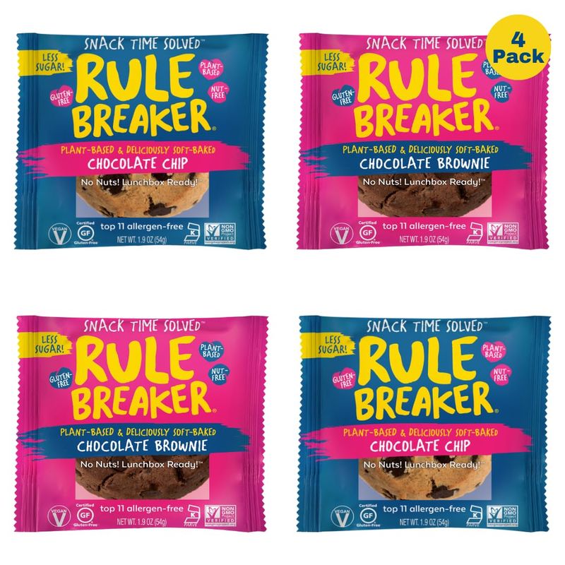 Rule Breaker Snacks Brownie Blondie Variety Pack | Vegan, Gluten-Free, Nut-Free Top 11 Allergen-Free, Better-For-You