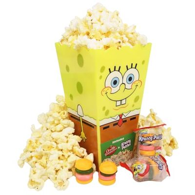 Spongebob Christmas Movie Night Gift Set, Includes Popcorn and Gummy Krabby Patties, Stocking Stuffer Snacks, 4.56 Ounces