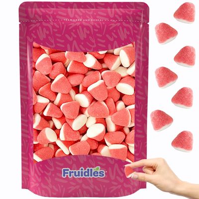 Fruidles Strawberry Gummy Drops Candy, Delicious Sugar Coated Fruit Flavors Gummies (Half-Pound)