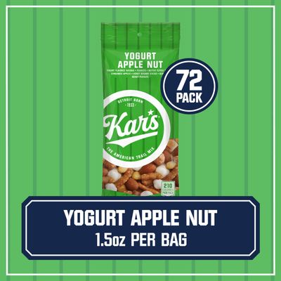 Kars Nuts Yogurt Apple Nut Trail Mix, 1.5 oz Individual Snack Packs - Bulk Pack of 72, Gluten-Free Snacks