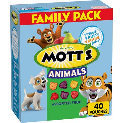Mott&#39;s Animals Fruit Snacks, Family Pack, Assorted Fruit, 32 oz, 40 ct (Pack of 4)