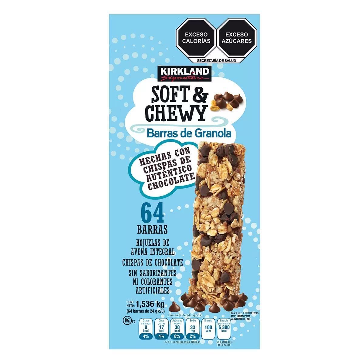 Kirkland Signature Soft &amp; Chewy Chocolate Chips Granola Bars, 54.4 oz