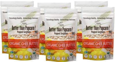 Nature Nates Popped Sorghum, Organic Ghee Butter - Organic, Keto &amp; Gluten Free, Healthy Snacks, Better Than Popcorn, Made in USA - 1.7 Ounce (Pack of 6)