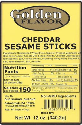 Golden Flavor Sesame Sticks - Cheddar - 3 pounds total - (4) 12 ounce bags