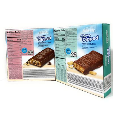 Millville Chewy Dipped Two Flavors Chocolaty Covered Granola Bars Combo Bundle 6.3oz 180g (Pack of Four)