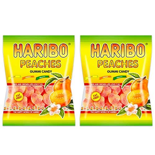 Haribo Peaches Gummi Candy 4 oz bag (2 bags 8 oz total)