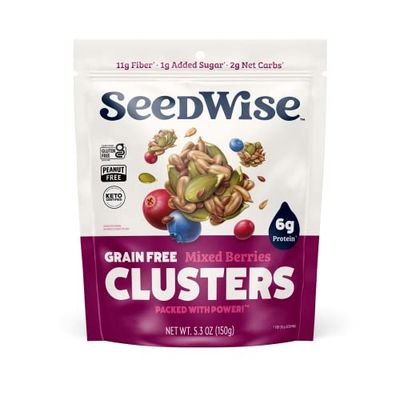 Ozery Bakery Super Seed Crunch Clusters, Mixed Berries, Plant Based, Vegan, Keto Snack, 5.3 Ounce (Pack of 6)