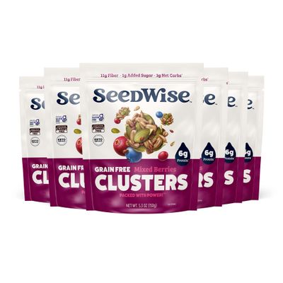 Ozery Bakery Super Seed Crunch Clusters, Mixed Berries, Plant Based, Vegan, Keto Snack, 5.3 Ounce (Pack of 6)