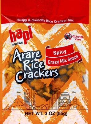 Hapi Spicy Crazy Mix Arare Rice Crackers, 3 oz (Pack of 12)