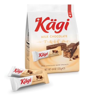 Swiss Milk Chocolate Covered Mini Wafers by KÃ¤gi, Crispy Coated Sweet Snacks, Premium Individually Wrapped Treats, Chocolate, Classic KÃ¤gi, 125g Bags