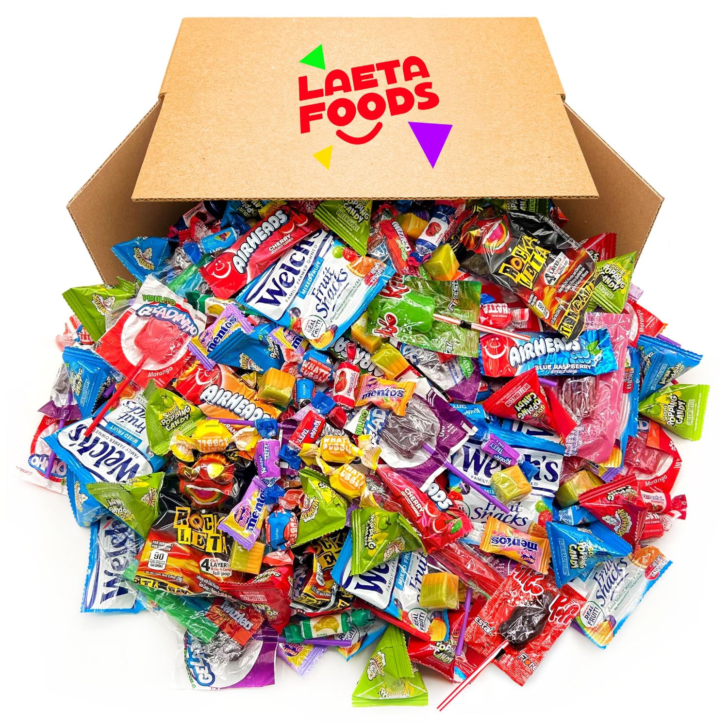 Candy Assortment Box 20 Pounds - Kool-Aid, Welch&#39;s, Lollipops, Whatta Bubble, Fruit Chews, Caramels (Approx. 1260 Count)
