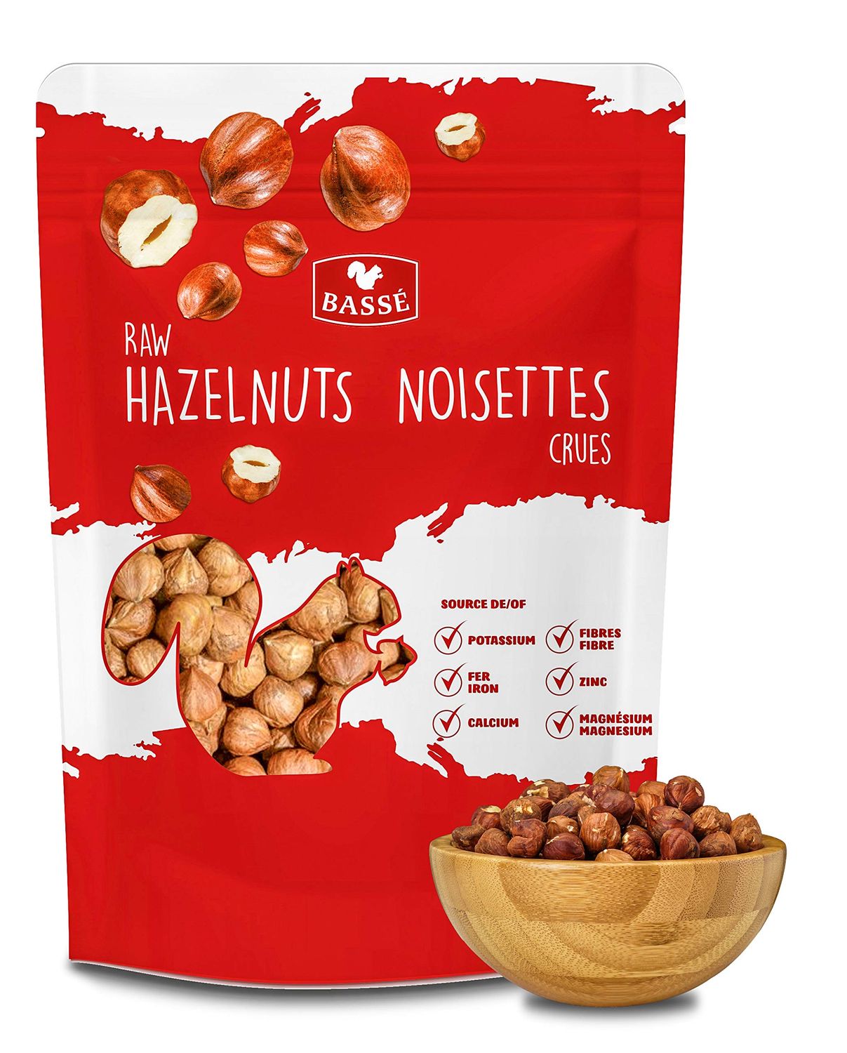 Basse Raw Hazelnuts, Whole, Unsalted, shelled, Re-sealable Bag, Kosher Certified 2 lb