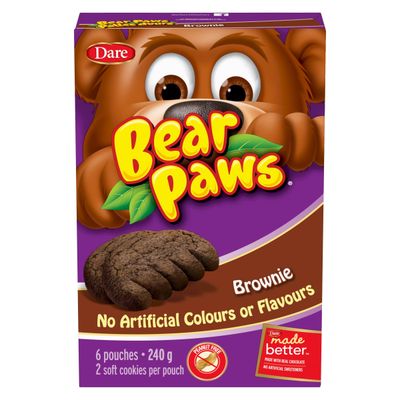 Dare Bear Paws Brownie Cookies, 6 Pouches per Box - 240g8.5 oz., Box Imported from Canada