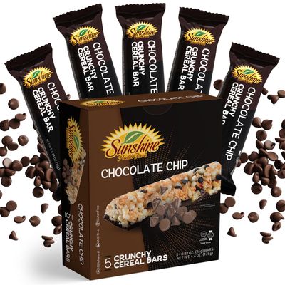 Crunchy Cereal Bars, Chocolate Chip Cereal Snack Packs, Ideal Gluten free Cereal Bars for Kids, Adults for a Tasty Option, Perfect Breakfast Bars or Snack Food Bars for On the Go. 5 Pack (Kosher)