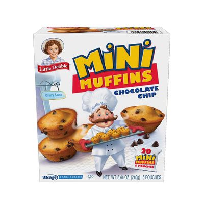 Little Debbie Chocolate Chip Mini Muffins, 20 Mini Muffins in 5 Pouches