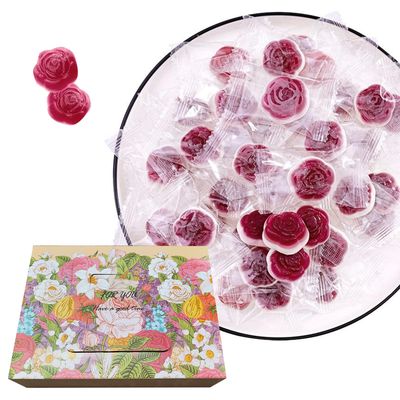 KWOLYKIM Valentine&#39;s Gummy Candy, Classic Assorted Flavored Red Purple Rose Shape Candies for Valentine&#39;s Day, Sweet Heart Shaped Red Gummy Candy Casual Snacks Great for Gift Box 400gBox