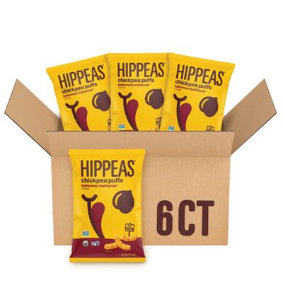 Hippeas Chickpea Puffs, Bohemian BBQ, 4 Ounce (Pack of 6), 4g Protein, 3g Fiber, Vegan, Gluten-Free, Crunchy, Plant Protein Snacks
