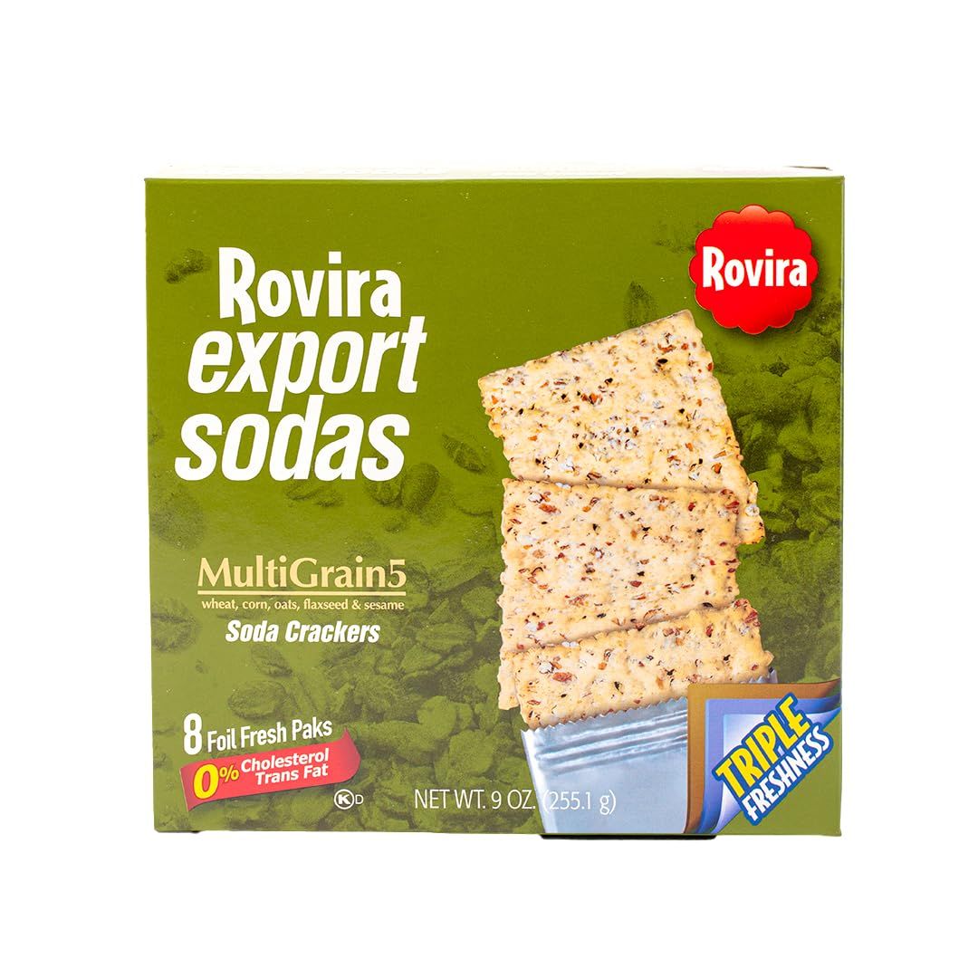 Rovira Multigrain Soda Crackers - Delicious Butter Flavor for Snacks, Garnish, or Parties - 9 oz (Pack of 1)