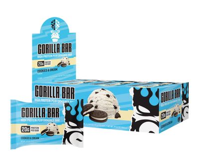 Gorilla Mind Protein Bars (Cookies &amp; Cream) - 20g High-Performance Protein BarIncredible Taste And TextureEmphasis On Whey Protein Isolate
