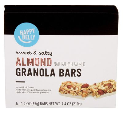 Amazon Brand - Happy Belly Sweet &amp; Salty, Almond Granola Bars, 1.2 Oz, 6 Count