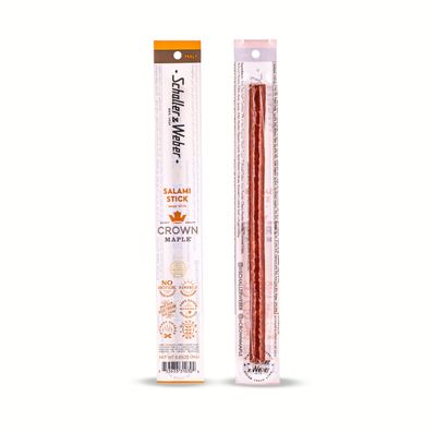 Schaller &amp; Weber Crown Maple Salami Stick, Hickory Smoked, All-Natural, Ready to Eat Meat Snacks, 0.85 Ounce (Pack of 6)
